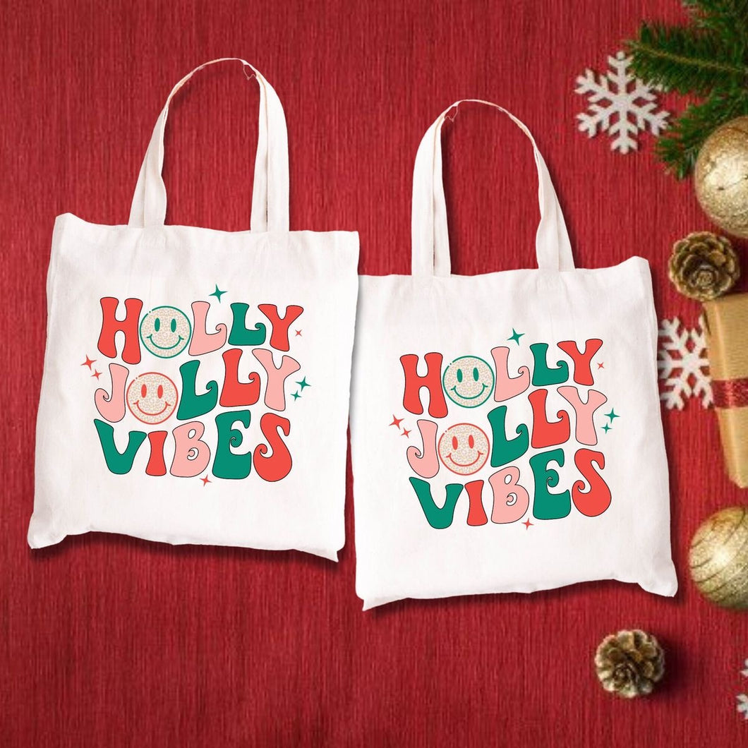 Holly Jolly Vibes Tote Bag