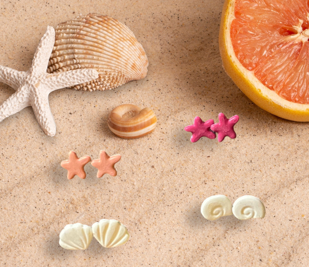 Seashell & Starfish Mini Studs